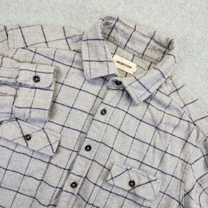 Taylor Stitch Flannel Shirt Mens Size 42 Gray Button Front Plaid Checkered